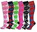 6 Pairs Women's Fancy Design Multi Colorful Patterned Knee High Socks,Argyle Design,Size 9-11 ( Fit women shoe size 4 to 10 )
