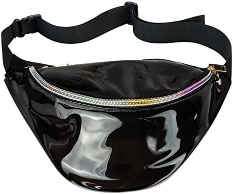 AIWENSI Shiny Hologram Fanny Pack Upgraded, Laser Fashion Travel Bag Wasit Pack for Women Girls, Rave, Festival, Party