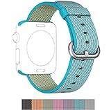 Apple Watch Nylon Band, PUGO TOP 2016 Woven Nylon Replacement Band for Apple Watch Series 2 Series 1 38mm, Scuba Blue