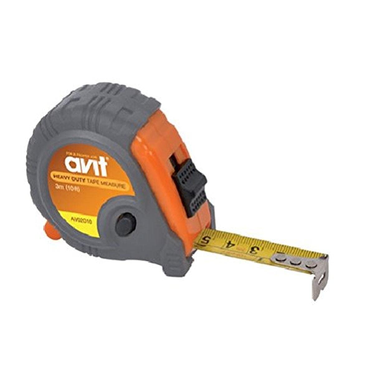 AVIT AV02010 Heavy Duty Tape Measure, Grey/Orange, 3 m/10 ft