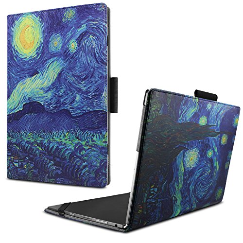 Infiland Lenovo Yoga Book Case, Folio Premium PU Leather Stand Cover for Lenovo Yoga Book 2-in-1 10.1-Inch Tablet (Android and Windows Version) -Starry Night