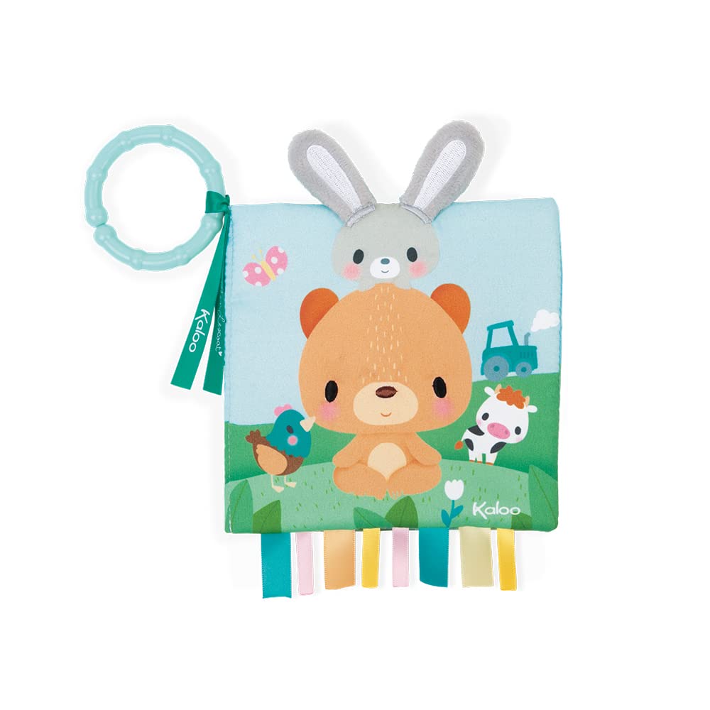 Kaloo - Choo - Babies’ Fabric Activity Book - Choo at the Farm - Sensory Awakening - Ultra-Soft Material - 5.5" x 5.5" / 14 x 14 cm - From Birth Onwards - K971800