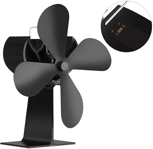 4 Blade Heat Powered Stove Fan For Wood Log Burner Fireplace Fan Heat Powered With Temperature Monitoring Eco Friendly Fan Efficient Heat Distribution Low Noise Sturdy And Durable Heat Furnace Fan Air Conditioning Relays