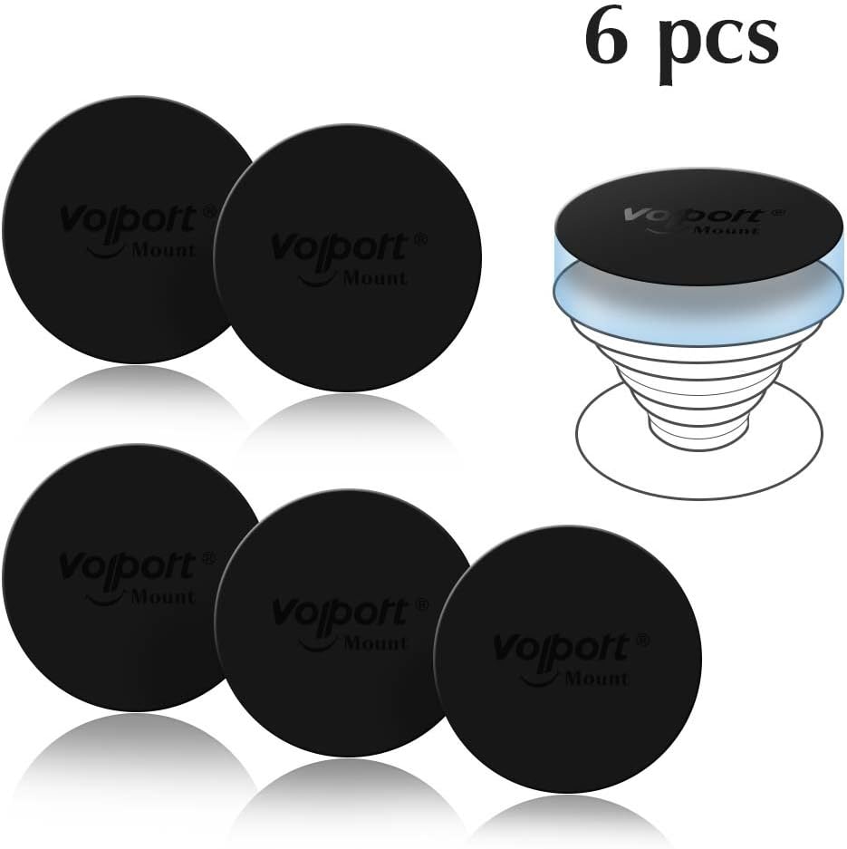volport Self Adhesive Metal Plate Round for Magnetic Car Mount Phone Holder & Expanding Collapsible Grip: 40 mm Thin Sticky Circle Magnetic Disc Replacement for Popsocket Phone Case