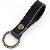 Zittop PU Leather Keychain Solid Metal Bronze Handcraft Key Ring Lanyard Handmade