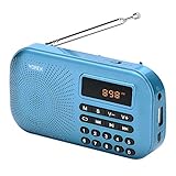 Yorek Portable Mini FM Radio Player, Digital Media Speaker, MP3 Music Player Support Micro Sd Card / USB Disk with LED Screen Display (Blue)