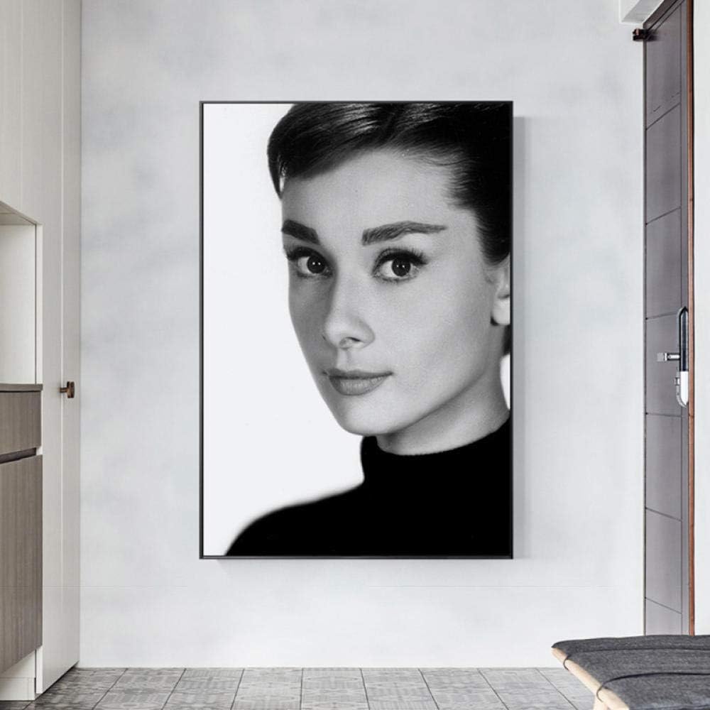 Amazon オードリーヘップバーン肖像画キャンバス絵画壁アートモジュラー壁写真ヘプバーンメイクアップポスターとリビングルームの装飾用プリント 40 60センチロールキャンバス ウォールステッカー オンライン通販