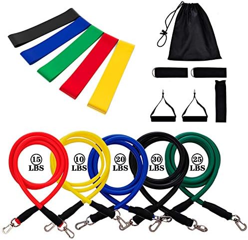 Wiggle 16 Pcs Resistance Bands Set Elastic Bands for Exercise Workout Bands for Legs Butt Men Women Physical Therapy Home Fitness Strength Training