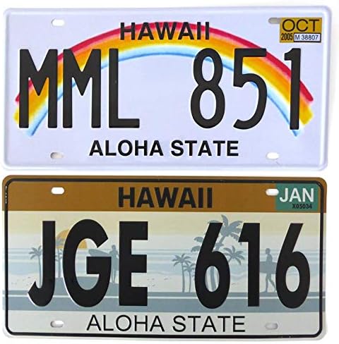 OPO 10 - Set of 2 USA metal car license plates - replicas of real American plates HAWAII