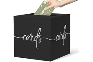 CINSOEN Black Card Box with Silver Foil Design, Classic Style, 8.7 x 8.7 x 8.7 inches, Perfect for Parties, Weddings, Birthda
