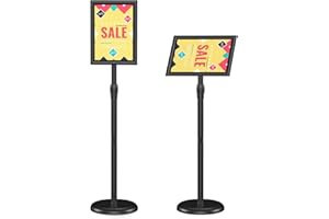 Relx Sign Holder Stand 8.5x11 inch - Adjustable Floor Standing Sign Holder - Signage Stand with Snap-Open Frame Display for Malls,Schools,Restaurants