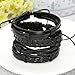 FUNRUN JEWELRY 16 PCS Braided Leather Bracelets Set for Men Black Wrap Cuff Bracelet Adjustable Punk