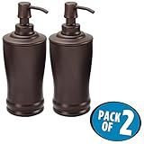 mDesign Liquid Hand Soap Dispenser Pump Bottle for Kitchen, Bathroom | Also Can be Used for Hand Lotion & Essential Oils - Pack of 2, Bronze