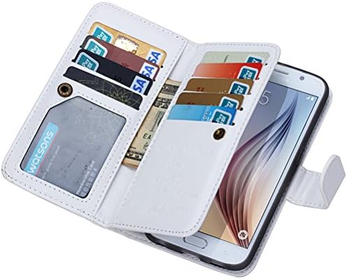 Dreams Mall(TM)Samsung Galaxy S6 Edge Case,Samsung Galaxy S6 Edge Leather Case,Magnetic Wallet Case Wristlet Flip Cover Holster Protection for Samsung Galaxy s6edge,White