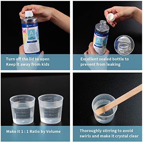 Epoxy Resin Crystal Clear Kit 32 Oz Resin and Hardener Non Toxic Casting Resin Kit for Beginners