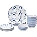Amazon Basics 18-Piece Kitchen Dinnerware Set, Plates, Dishes, Bowls, Service for 6, Cottage