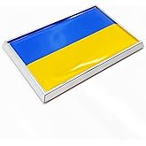 Perdecor Ukraine Flag Sticker Emblem Ukrainian Decal Car Chrome Flags, 2 Pack, 3 x 2 inches