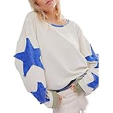 Apvirdy Women Oversized Star Crewneck Sweatshirts Casual Loose Long Sleeve Tshirts y2k Tops Clothes Shirts