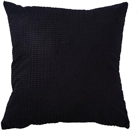 WFLOSUNVE Soft Corduroy Corn Striped Square Decorative Throw Pillow Case Cushion Cover for Bed and Couch 18x18 Inch, No Pillow Insert (Black2)
