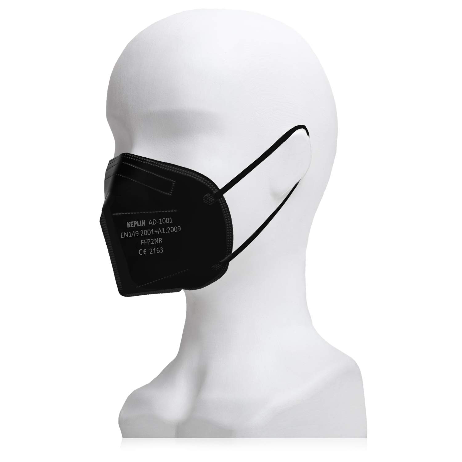 KEPLIN FFP2 25pk Masks High Particle Filtration Dust Mask, Multiple Layered, Individually Wrapped (BLACK)