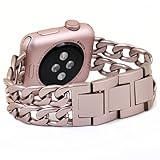 Apple Watch Band 42mm, Biaoge Stainless Steel Metal Loop Bangle Replacement Wristband with Adjustable Folding Clasp for Apple Watch Series1 Series2 (42mm Rose Gold)