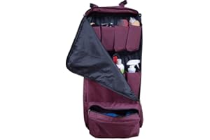 Dura-Tech Black Portable Hanging Horse Grooming Organizer | 8 Deep Interior Pockets Fits Bottles, Brushes & More | Attach to Stall Board or Trailer Sides | Zippered Outside Pocket