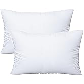 OKBA Throw Pillows Insert Set of 2, with 100% Cotton Cover, Bed and Couch - Indoor Hotel Decorative Pillows, 12x20 in White Pillows Inserts