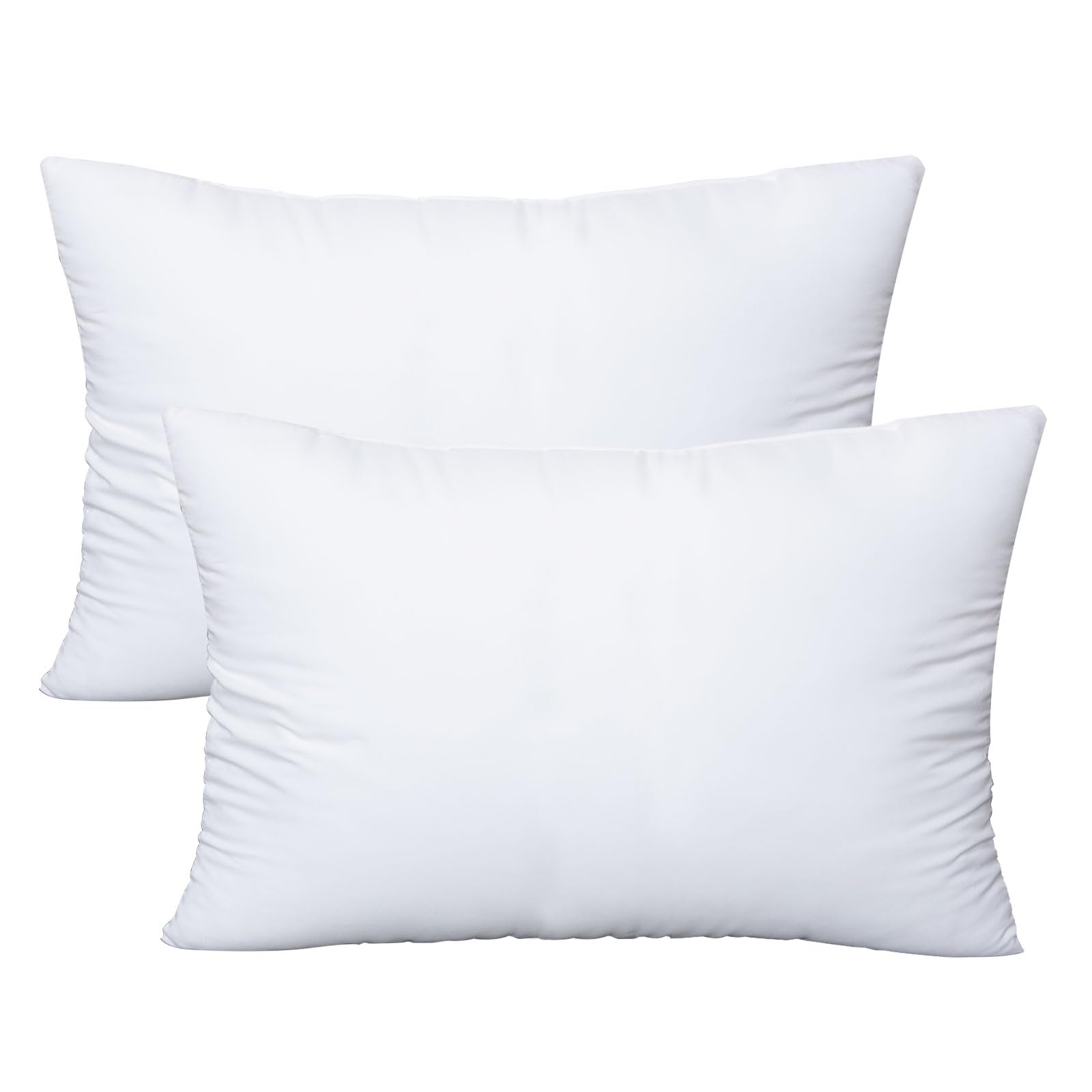 Photo 1 of OKBA Throw Pillows Insert Set of 2, with 100% Cotton Cover, Bed and Couch - Indoor Hotel Decorative Pillows, 12x20 in White Pillows Inserts