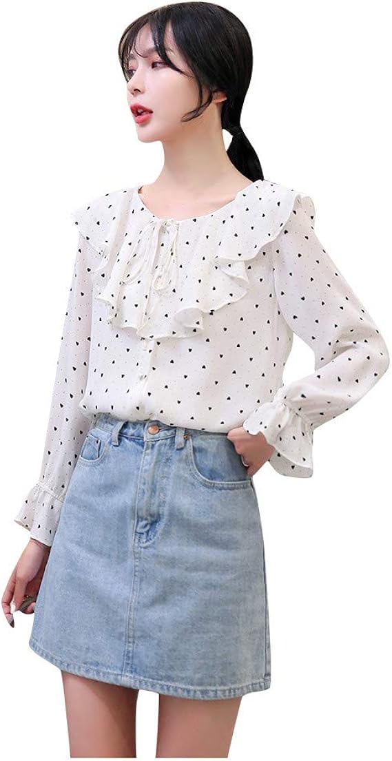 Amazon Co Jp レディース韓国ドールカラーシフォンルーズシャツレディーススウィートドットトップスレディースドットドールカラーシャツ 服 ファッション小物 Amazon Co Jp レディース韓国ドールカラーシフォンルーズシャツレディーススウィートドットトップスレディースドットドールカラーシャツ 服 ファッション小物