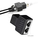 RJ45 Splitter Adapter, Bebetter 1 to 2 Port USB to RJ45 Socket Adapter Interface Ethernet Cable 8P8C Extender Plug LAN Network Connector for Cat5, Cat5e, Cat6, Cat7