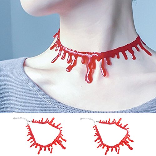 Kangkang@ 2pcs Horror Halloween Fancy Dress Fun Joke Choker Costume Blood Drip Necklace for Women Ladies Accessories Props