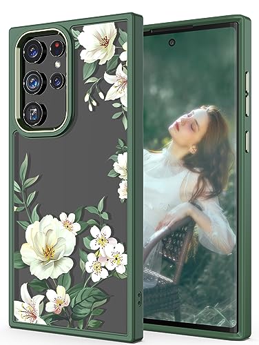 Yucenx for Motorola Moto G 5G 2024 Case, Girls Women Florals Liquid Silicone Phone Case, Shockproof Anti-Scratch Soft Protection Case with 2X Screen Protectors for Moto G 5G 2024 (Green)