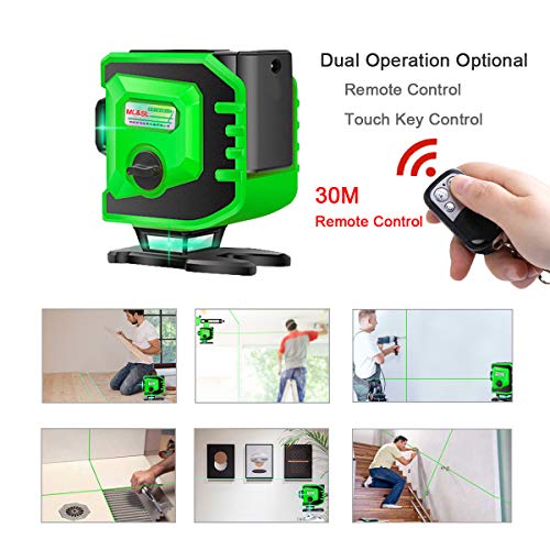 3X360° Cross Line Laser Leveling, 3D Self Leveling 12 Lines Green Beam