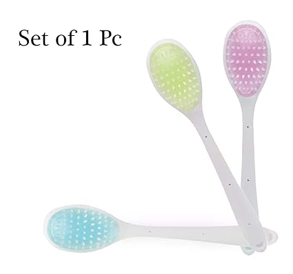 Prime Flexible Bath Shower Brush Back Scrubber Massager With A Long Handle For Showering, Multicolor, Pack Of 1