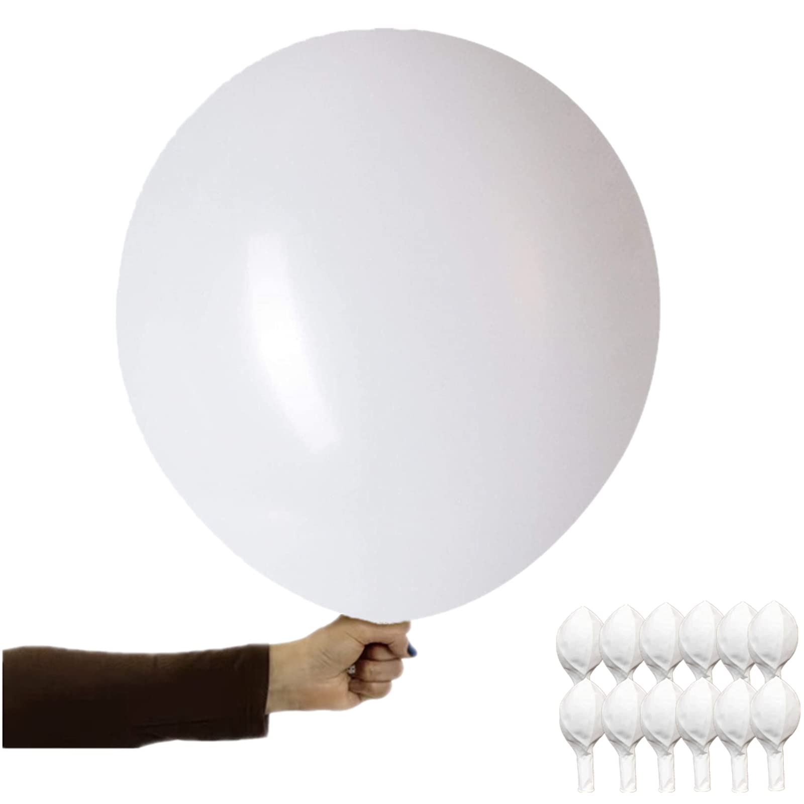 6 Pcs 36 Inch White Macaron Pastel Latex Balloons - Extra Large Biodegradable Balloons for Wedding, Birthday, Party, Halloween, Christmas, Baby Shower, Carnival