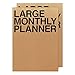 JSTORY Large Monthly Planner Set of 2 Stitch Bound Flat Lay Year Round Flexible Cover Goal/Time Organizer Thick Paper Eco Friendly Customizable A4 16 Months 36 Pages 18 Sheets Kraft