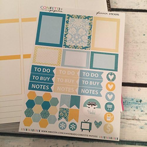 Decorative Pattern Yellow and Blue Planner Stickers, To Do List, Full Boxes, Half Boxes, Floral Planner Stickers, Erin Condren Stickers, Life Planner Stickers, Planner Accessory (FBHB-blue)
