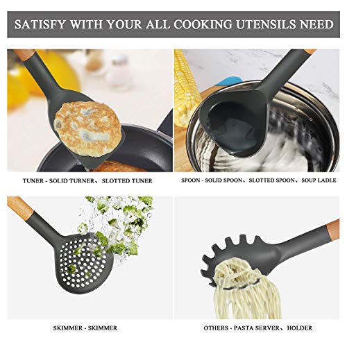 Kitchen Utensil Set - Premium Cooking Utensils Set & kitchen tool with utensils holder for Nonstick Cookware - Kitchen cooking sets with Turners, Tongs, Spatula & Spoons - Thumbnail 2