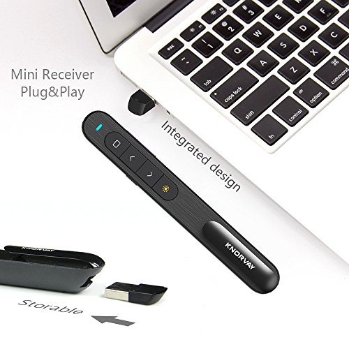 KNORVAY laser pointers pen presentation pointer clicker for powerpoint,prezi and keynote, wireless presenter remote control (Gblack) - Thumbnail 5