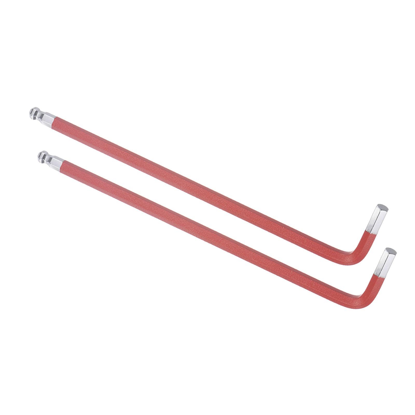 CoCud L-Handle Ball End Hex Key Wrench, 6mm Metric, S2 Steel L-Shape Long Arm Hexagon Head Spanner Red - (Applications: for Home Repair and Mechanical Maintenance), 2-Pieces
