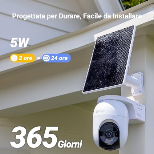 CB8 Lite 2K+ Telecamera WiFi Esterno con Pannello Solare, PTZ 360° AOV, Rilevamento di Persone/Veicoli, Audio Bidirezionale, Visione Notturna a Colori, Difesa Attiva