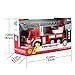 Fire City Truck Toy Rescue Truck Friction Powered 1:16 Simulation Vehicle with Light and Sound, 6 Wheels and a Extensible Ladder, Red and Gray