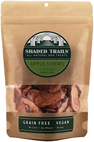Shaded Trails All Natural and Vegan Dog Treats - Apple Chews - Grain Free - Made in USA - 4 oz