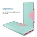 iPhone 6S Wallet Case, Maxboost [Elegance Series] iPhone Wallet Cover for iPhone 6 / 6S Protective PU Leather Card Case w/3 Card Slots + Side Pocket Flip Magnetic - Light Teal/Pink