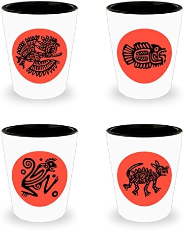 テキーラショットグラスのセット4 Mexican Aztec Ospacp Org Ar