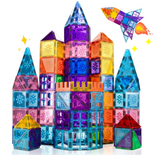 Xekel 100 Pieces Children's Magnetic Buildings with Powerful Magnets, Magnetic Tiles Educational, Buildings for Children 3+ Years, Creative Gift