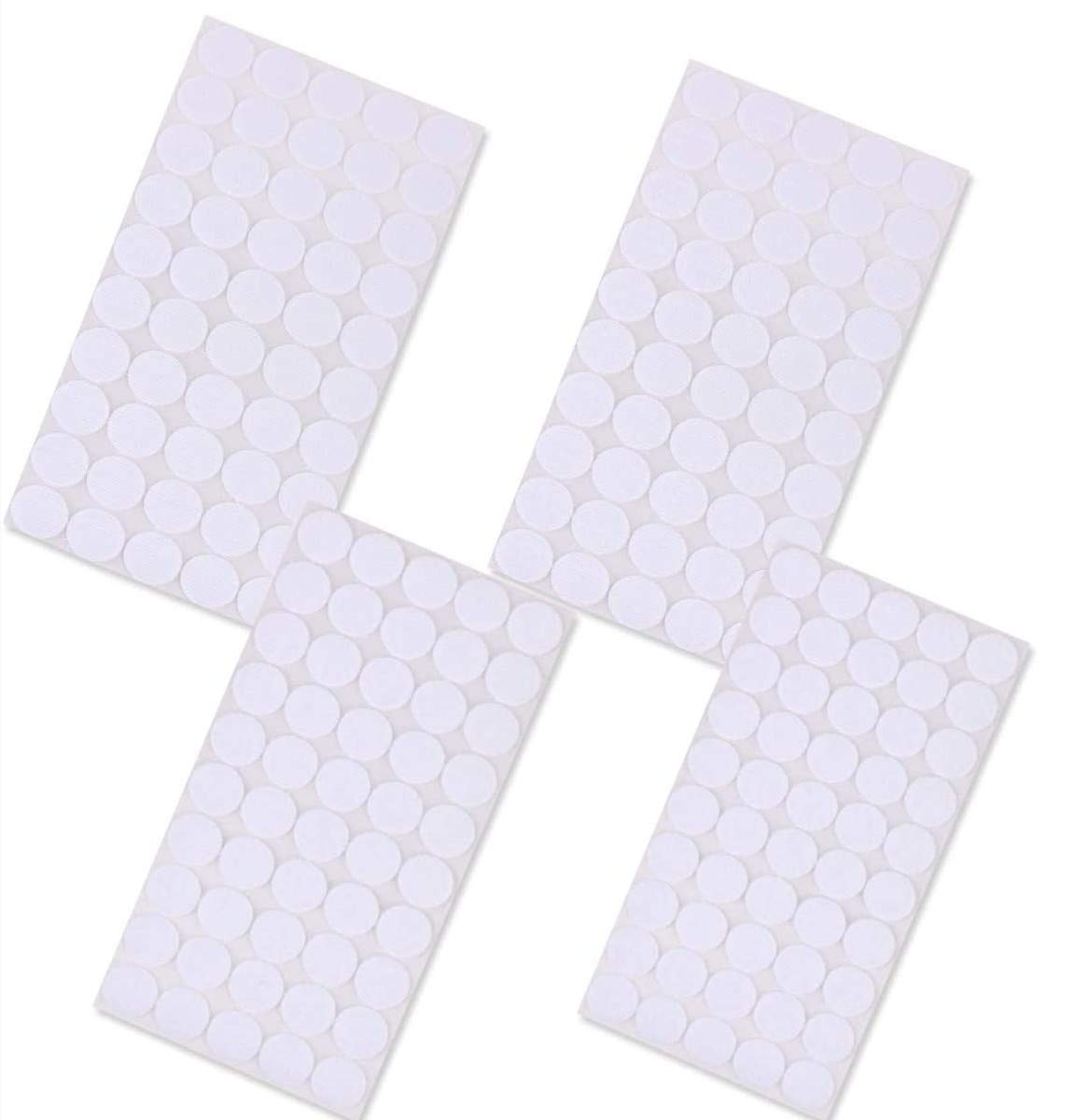 EVERMARKET 20mm/0.78 Inch Diameter Self Adhesive Nylon Sticky Back Coin Hook and Loop Strips Fastener Round Dot Stickers Tapes for Hanging Sewing Clothing Crafts(White - 100 Pairs)