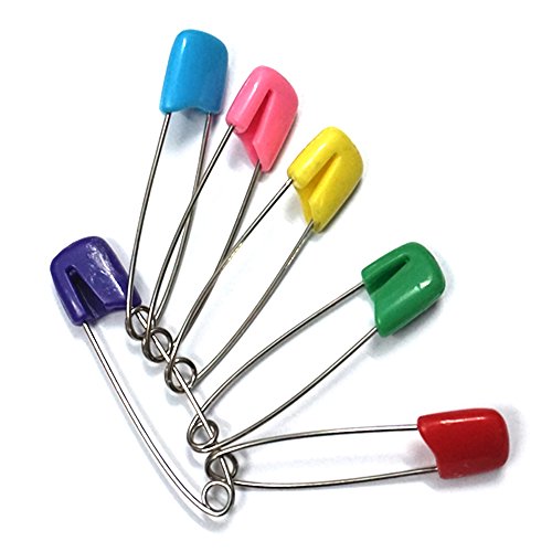 GTONEE 30pcs safety pins, cute brooch pin colorful, Stainless steel, Size L, 2.1 inch