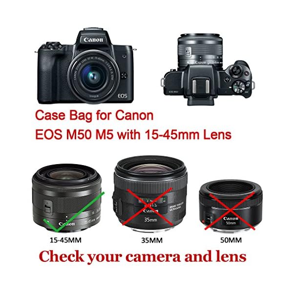 First2savvv schwarz Flexible Neopren DSLR/SLR Kameratasche für Canon EOS M50 M5 (EF-M 15-45 mm Lens) + Reinigungstuch… – Bild 3