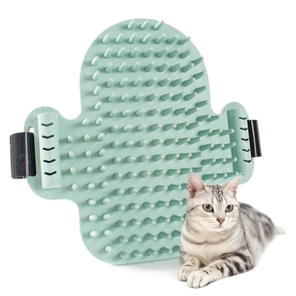 DINGC Cat Corner Brush Rubber Hair Removal and Funny Cat Toy, Cat Self Groomer Wall Corner Brush Massage to Relieve Itching, Comb Brush Used for Self-Cleaning of Cats and Dogs, Green